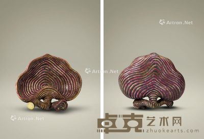 清乾隆 洋彩灵芝小洗 长9cm