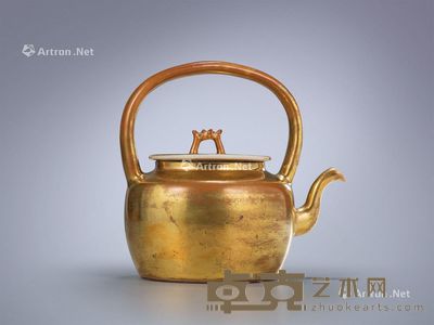 清康熙 金釉提梁壶 高15cm