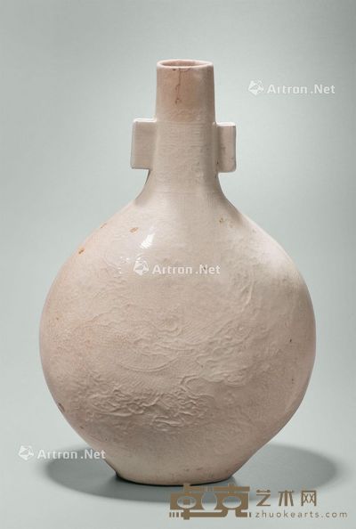 明 仿定模印云龙纹贯耳瓶 高33.5cm