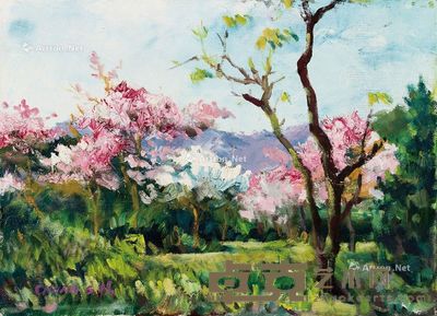 钟烜畅 1995年作 樱花系列之(一) 油彩画布 24×33cm