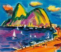 董日福 1992年作 巴西 RIO 面包山 油彩画布