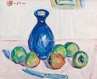 郭柏川 1962年作 静物 油彩宣纸