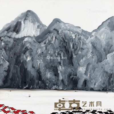 李善单 2012-2013年作 妙得江山 - 对望红尘 山水依然 油彩画布 100×100cm