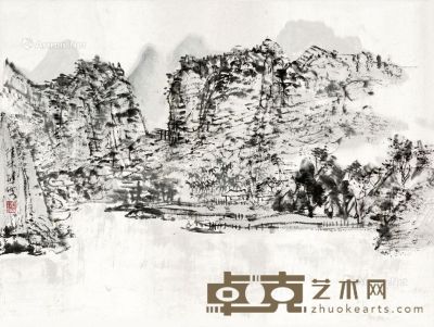 熊海 桂林写生 镜片 水墨纸本 33.6×44.7cm