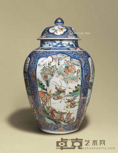 KANGXI PERIOD（1662-1722） A VERTE IMARI‘NARRATIVE’ JAR AND COVER 高61cm