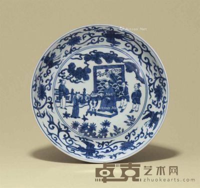 WANLI SIX-CHARACTER MARK AND OF THE PERIOD（1573-1619） A BLUE AND WHITE DISH 直径25cm