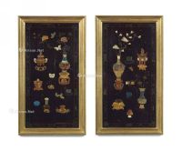 18TH/19TH CENTURY A PAIR OF INLAID LACQUERED WOOD FRAMED PANELS