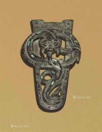 WESTERN ZHOU（1100-771 BC） A TURQUOISE INLAID BRONZE‘DRAGON’ FITTING