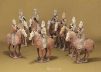 TANG DYNASTY（618-907） A GROUP OF EIGHT CHINESE MODELS OF EQUESTRIAN MUSICIANS