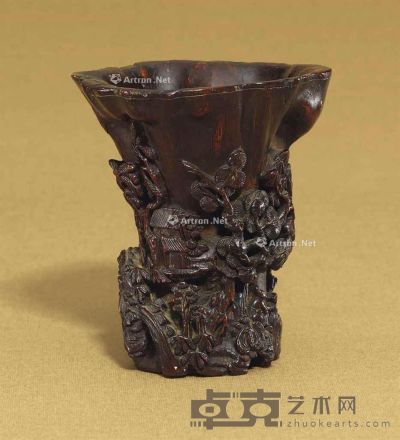 LATE MING-EARLY QING DYNASTY，17TH-18TH CENTURY A CARVED ALOESWOOD BRUSH POT，BITONG 高9.5cm