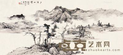 梁伯誉 夕阳山家 43×94cm
