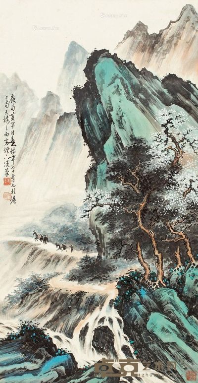 黄幻吾 深山行驴图 84×44cm