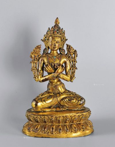 15世纪 西藏 铜鎏金金刚持