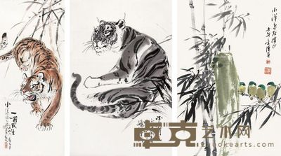 吴勋 江标武 谢意佳 国画 吴82×34cm；江87×57cm；谢68×45cm