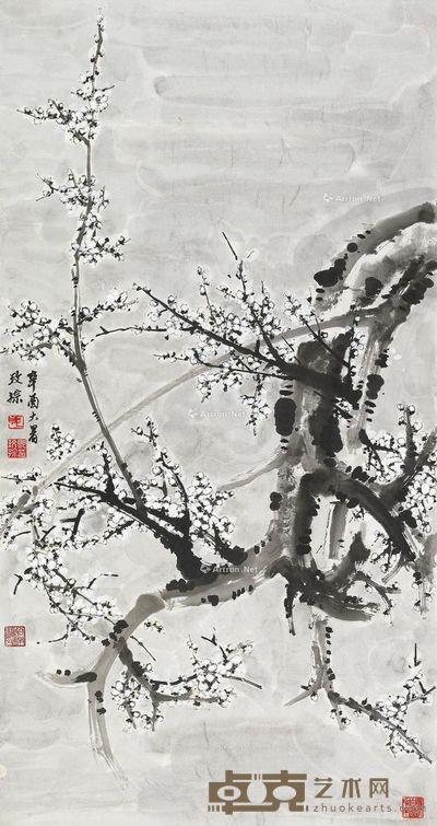 郭玫孮 水墨梅花 136×68cm