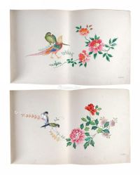 手绘花鸟图册 一册 五十年代手绘本