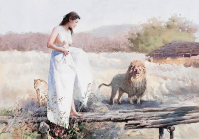 欧日东 女子与狮子