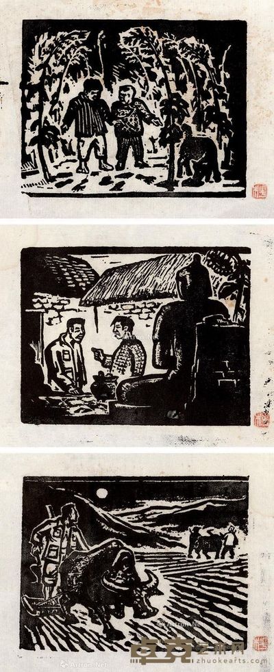 吕蒙 铁佛寺 11×14cm×3