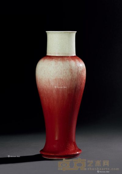 清康熙 郎红釉观音瓶 高40cm