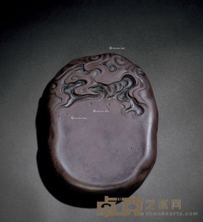 明 云纹马肝子石端砚 19.5×14.5×4.5cm