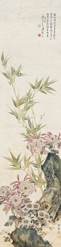 陈之佛 竹菊图 立轴 设色纸本
