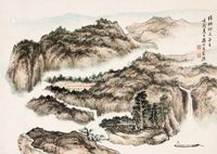 山水画 画心 设色纸本