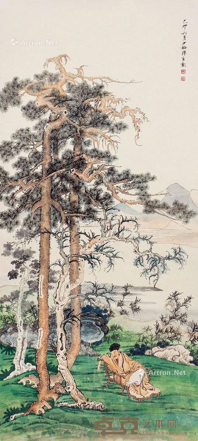 松下高仕图 轴心 设色纸本 109×49.5cm