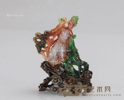 清 翡翠雕仙女小摆件 Size About6.3×6.1×1.2cm