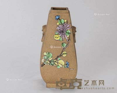 民国 紫砂花瓶 高19.6cm