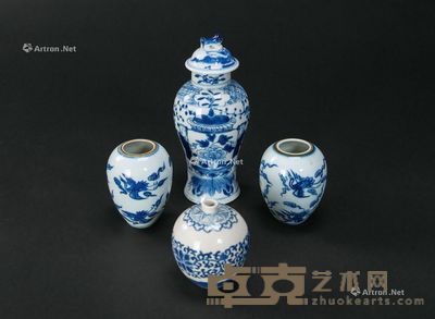 清 青花小罐 (四件一组) 高7-16.5cm