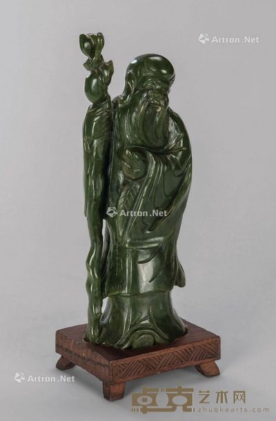 碧玉雕寿星公 高20.5cm