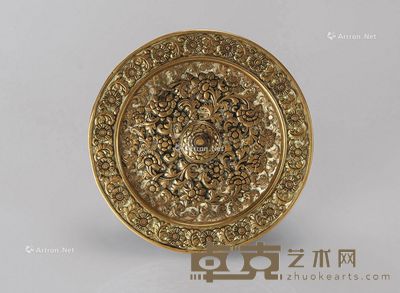 清 铜制花卉纹小碟 直径13.6cm