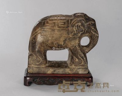 清 石象摆件 高17.5cm