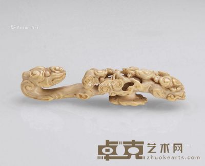 清-晚清/民国 骨雕如意纹龙钩 长9cm