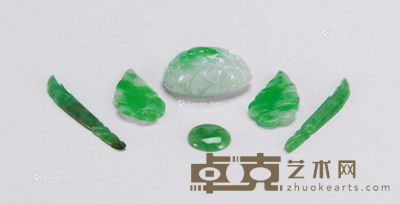 翡翠雕花件 （六件一组） 长1.1-3.8cm