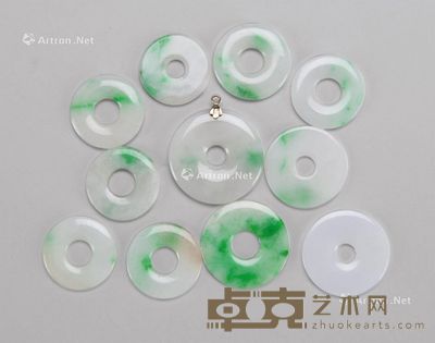 民国 翡翠平安扣 (十一件一组) 直径2.5-3.2cm