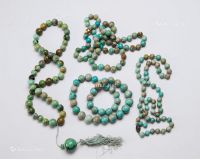清 绿松石珠链4条带一个18K金圆珠扣 （四条）