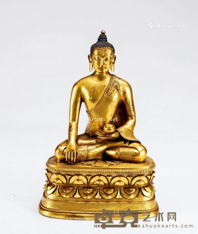 蒙古释迦牟尼鎏金佛像 高22.8cm;重3000g