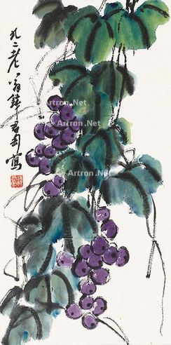 钱君陶 葡萄 立轴 纸本