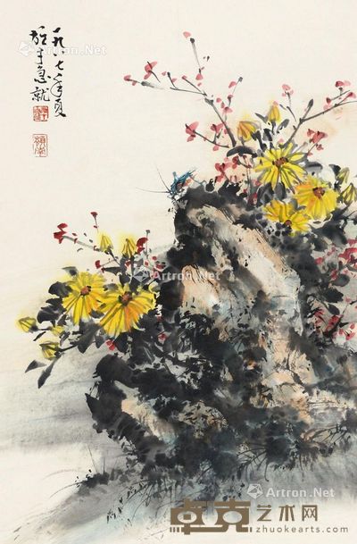 黎雄才 菊石图 68×45cm