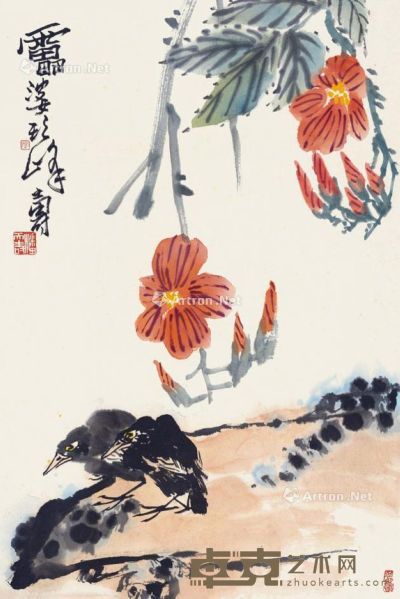 潘天寿 花鸟 68×45cm