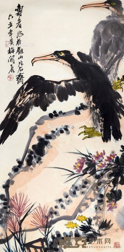潘天寿 鹰石图 137×68cm