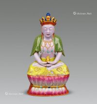清·乾隆 粉彩雕瓷地藏菩萨像