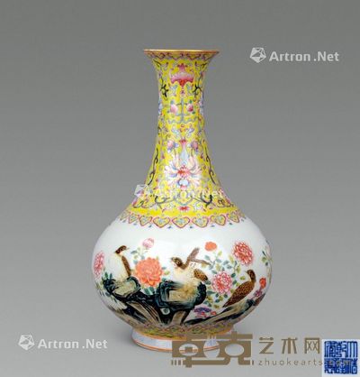 清 粉彩安居乐业瓶 高20.5cm