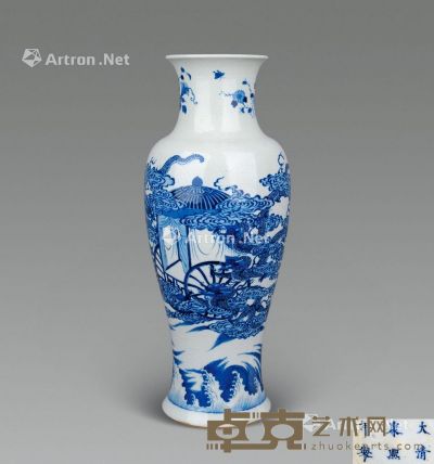 清 青花龙纹瓶 高46cm