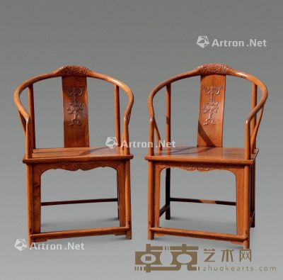 清 黄花梨福寿椅 （一对） 60×45×102cm×2