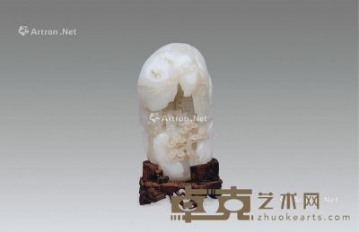 清 白玉山水人物摆件 高16.5cm