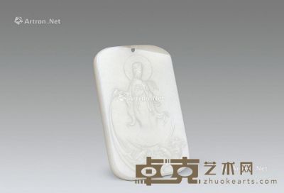 和田籽料水月观音挂牌 长6.8cm