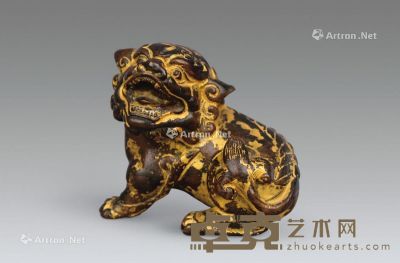 清 铜泥金瑞兽镇纸 高7.5cm