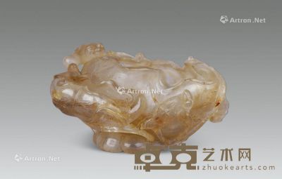 清 水晶随形螭龙笔洗 直径18cm